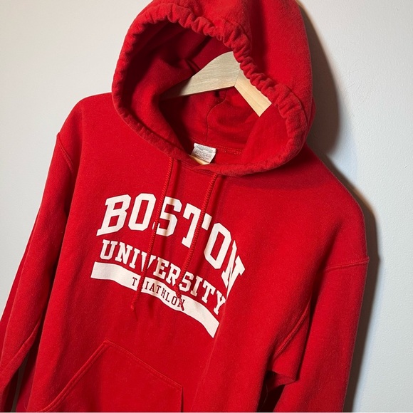 Boston University Triathlon Hoodie Men’s S Red Sweatshirt Swim Bike Run - Picture 3 of 6